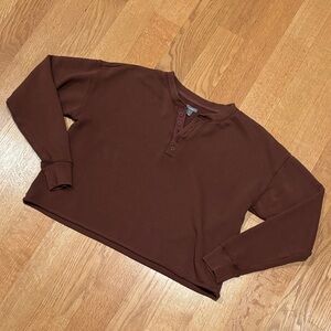 AERIE xs 1/4 button crop sweatshirt